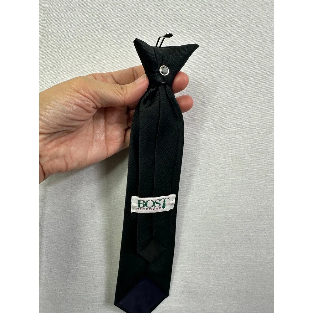 Kids Black Clip On Zipper‎ Tie Boys Girls Formal School Uniform Neckwear